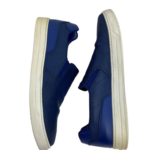 Prada Sport Mens 8 Perforated Blue Leather Slip-On Sneakers Made In Italy - Picture 4 of 11
